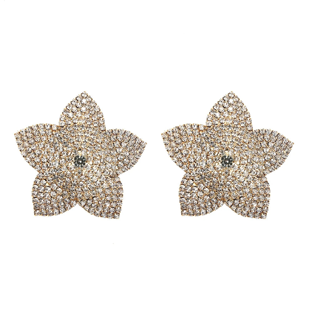Sparkly Rhinestone Star Reusable Nipple Pasties Self-Adhesive Breast Covers