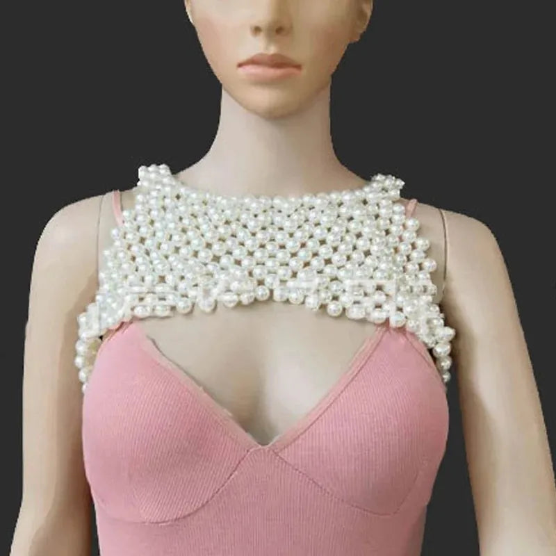 Simulated Pearl Costume Shoulder Shawl