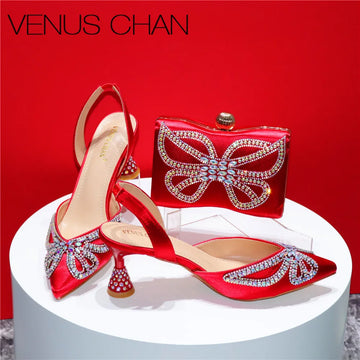 Designer Diamond Bag And Pointed High-Heeled Shoes
