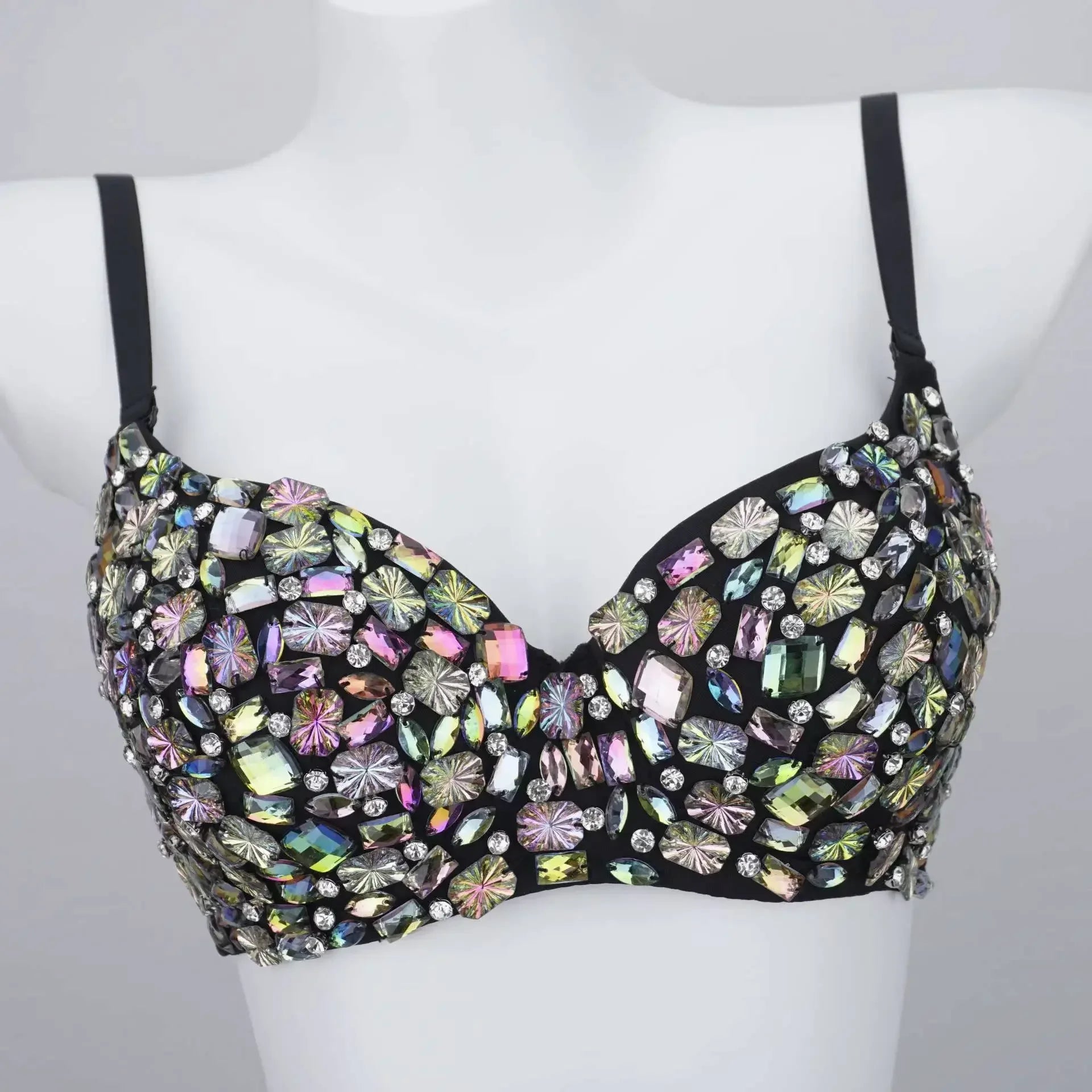 Sparkly Rhinestone Corset Top Showgirl Stage Performance Bustier Bra Top