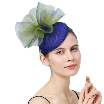 18cm Two-Tone Floral Bow Sinamay Fascinator Kentucky Derby Tea Party Pillbox Hat