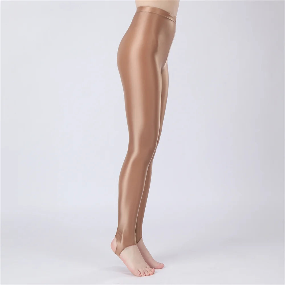 Thin Sheer Oil Glossy High-Stretch Pencil Pants Candy Color Yoga Leggings