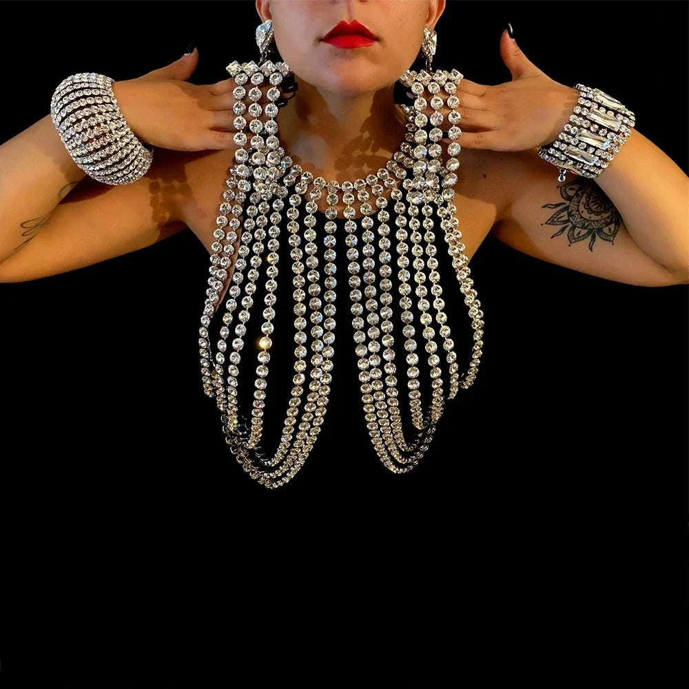 Rhinestone Bra Chain & Bracelet Jewelry