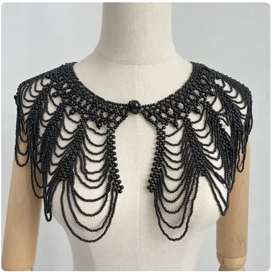 Multilayer Pearl-Look Halter Shoulder Chain