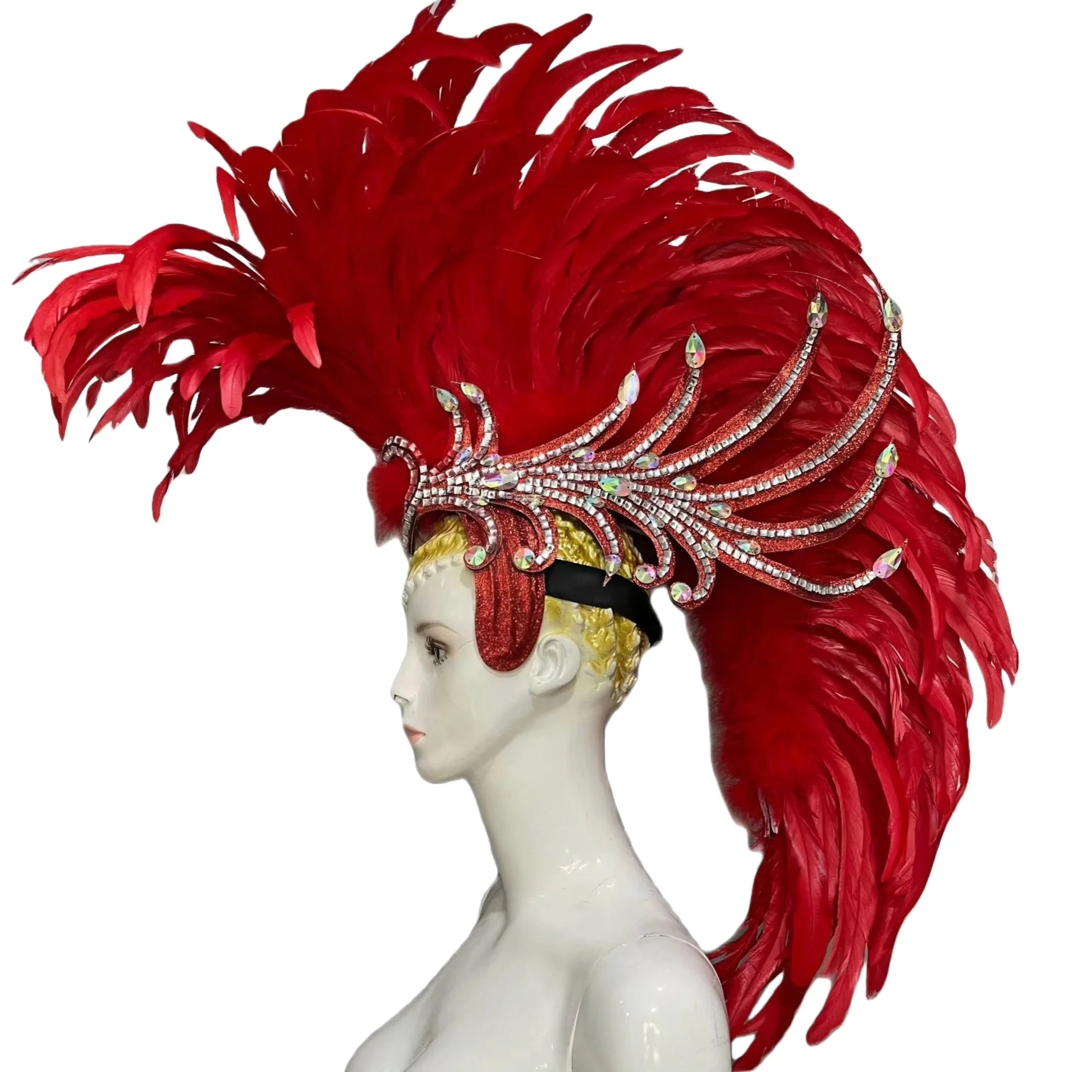 The Stardust Dynasty – Majestic Velvet & Feather Samba Masquerade Crown