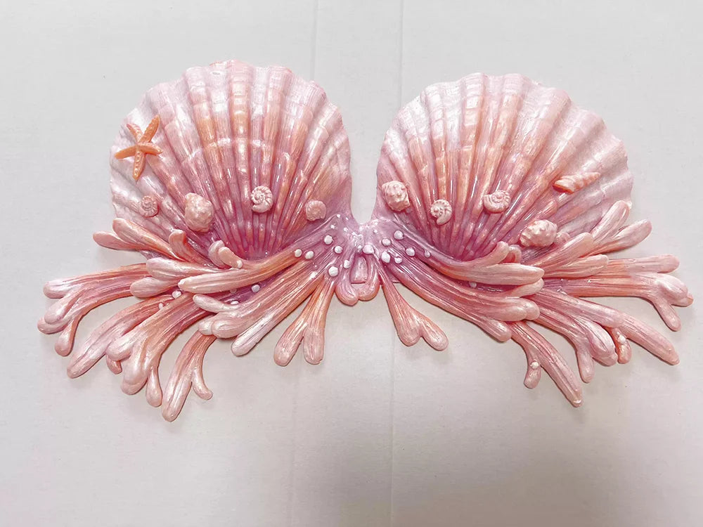 Realistic Woven Star Silicone Mermaid Bra Strapless Underwater Photoshoot Costume Top