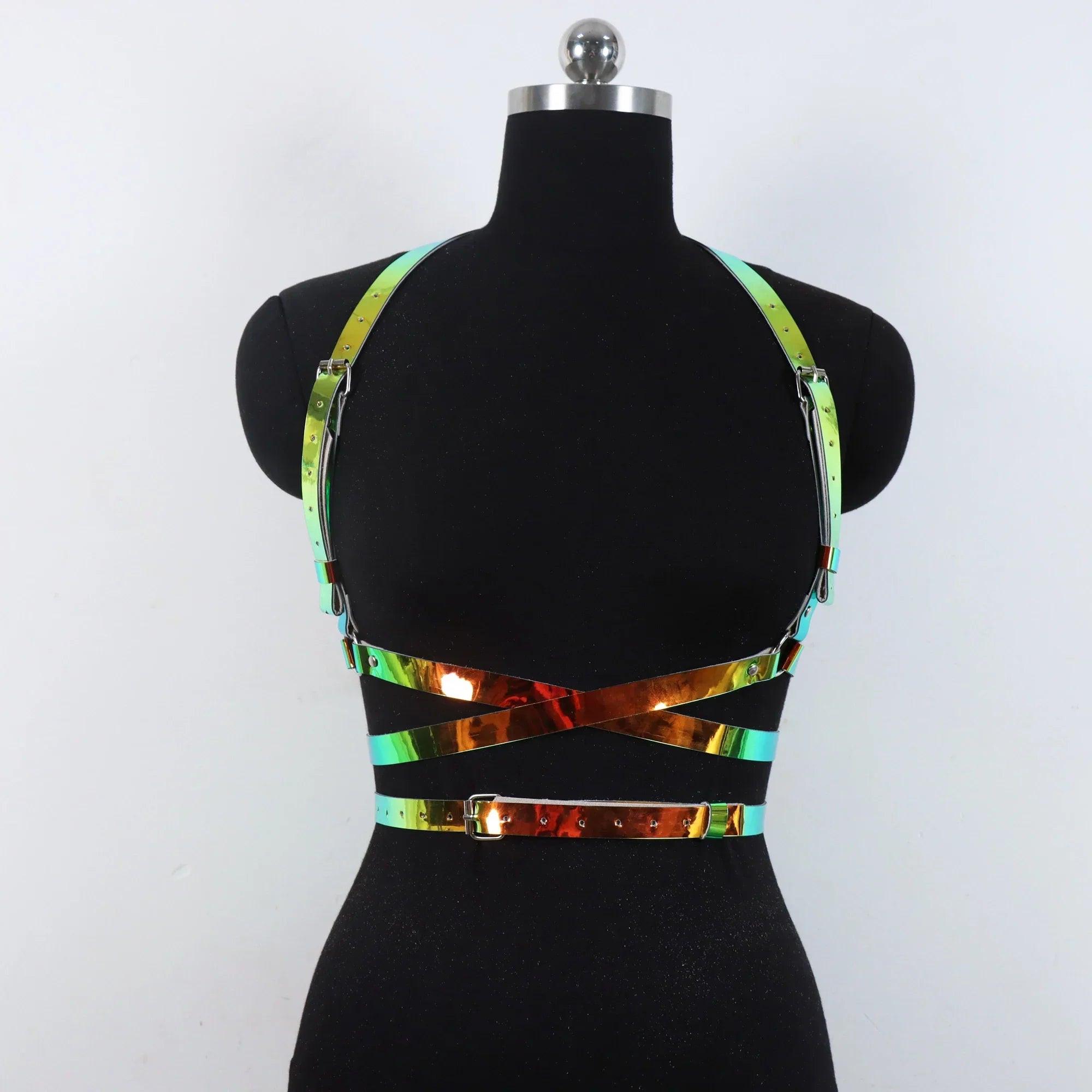 Faux Leather Harness Belt Chain