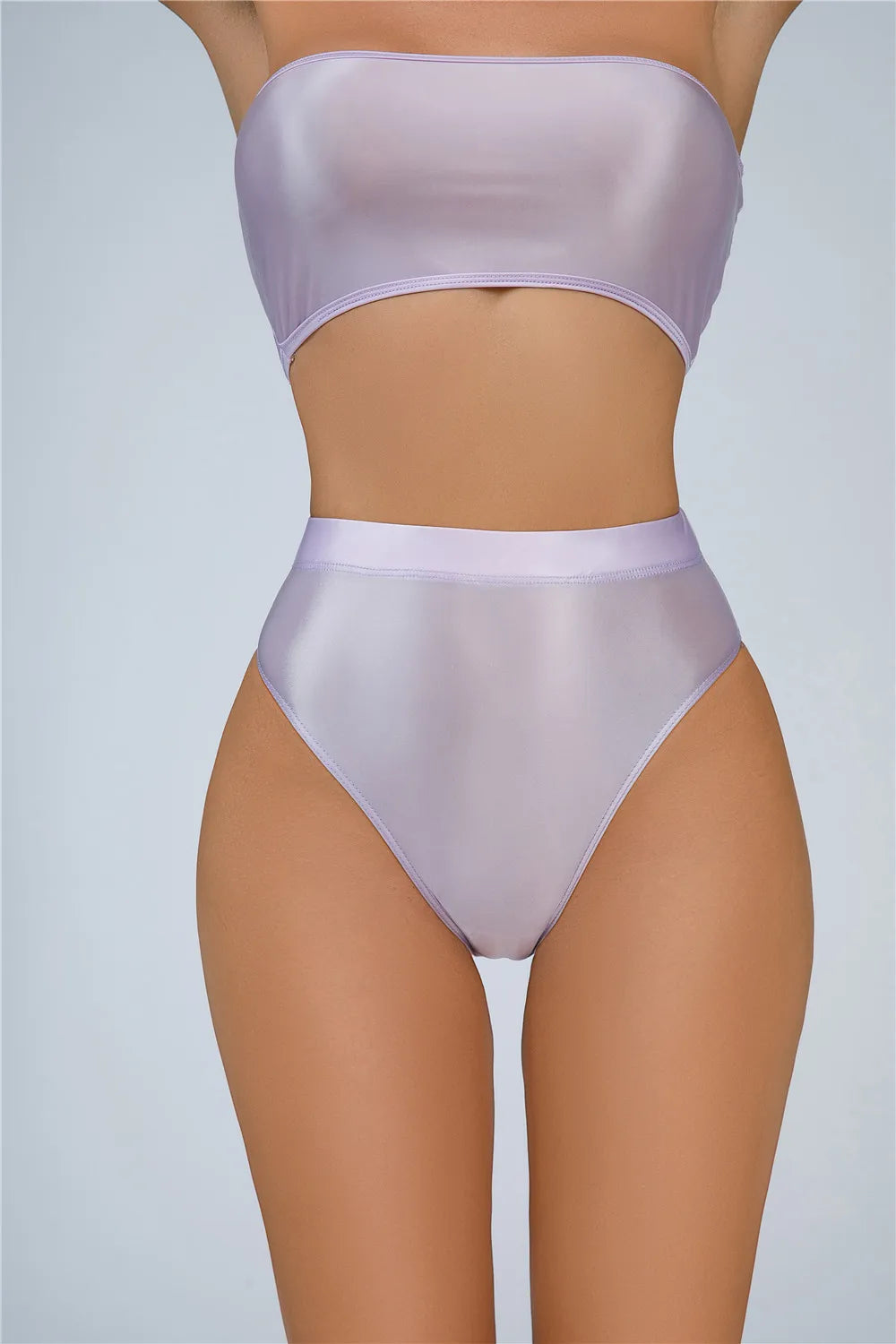 High-Waist Oil Glossy Sheer G-String Thong Satin Smooth Seamless Briefs