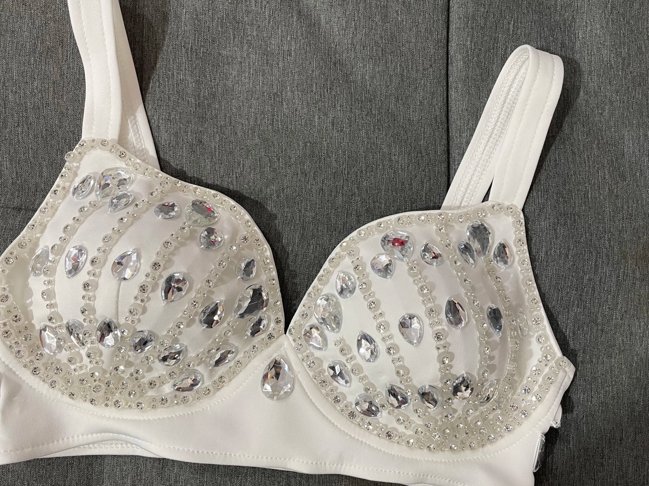 The Stardust A-Lister – Sparkling Handmade Rhinestone DJ & Singer Performance Bra Top