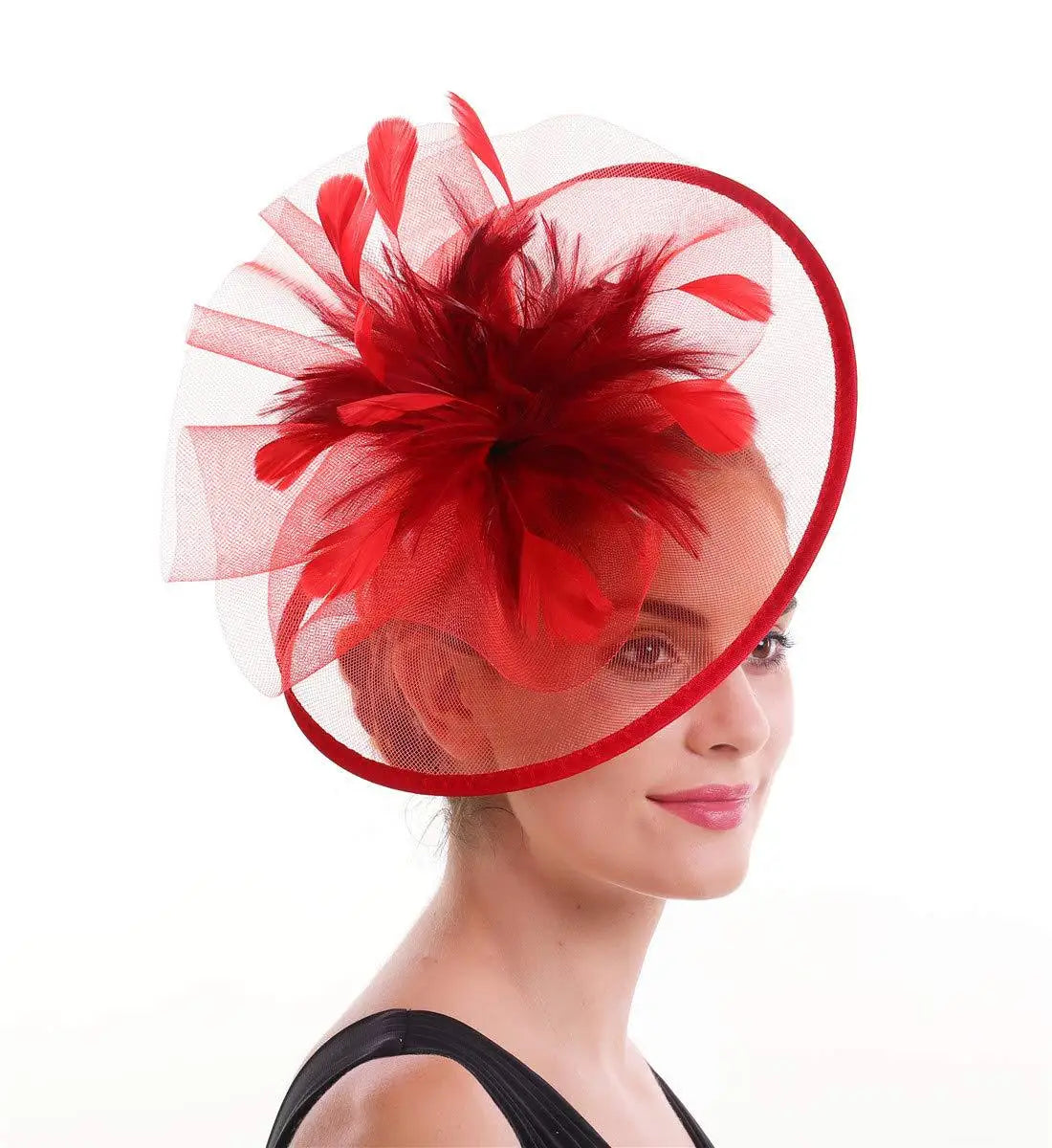 Feather Flower Mesh Fascinator Headpiece