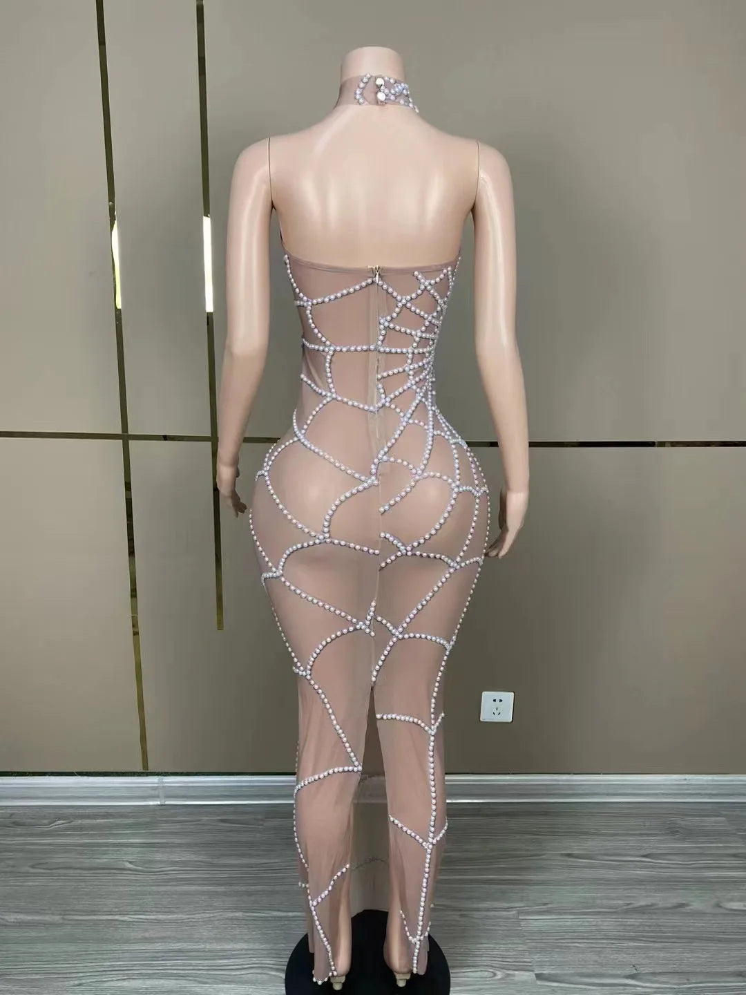 Women's Sheer Mesh See-Through Tight Stage Costume | Jumpsuit & Dress for Club, Festival & Party