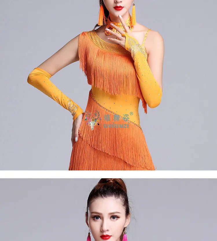 Rhinestone Fringe Dance Sleeves & Accessory Options