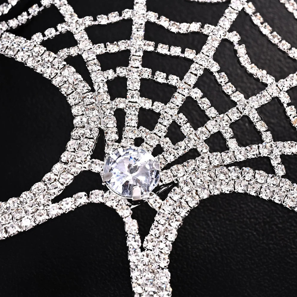 Black Feather Rhinestone Face Veil