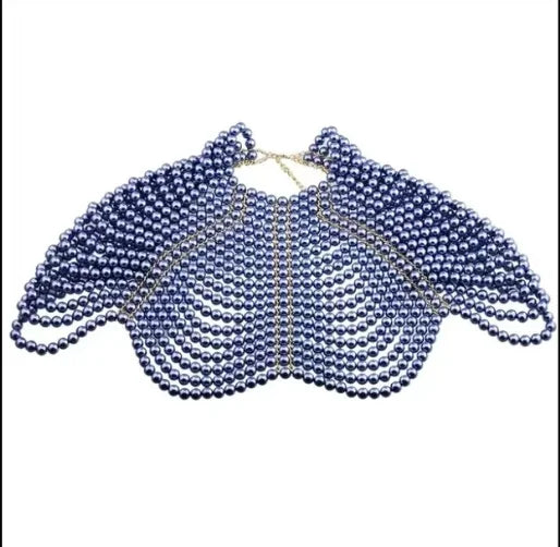 Showgirl Pearl Body Chain - Handmade Rhinestone Waist Chain Bra Harness for Rave & Burlesque Costumes