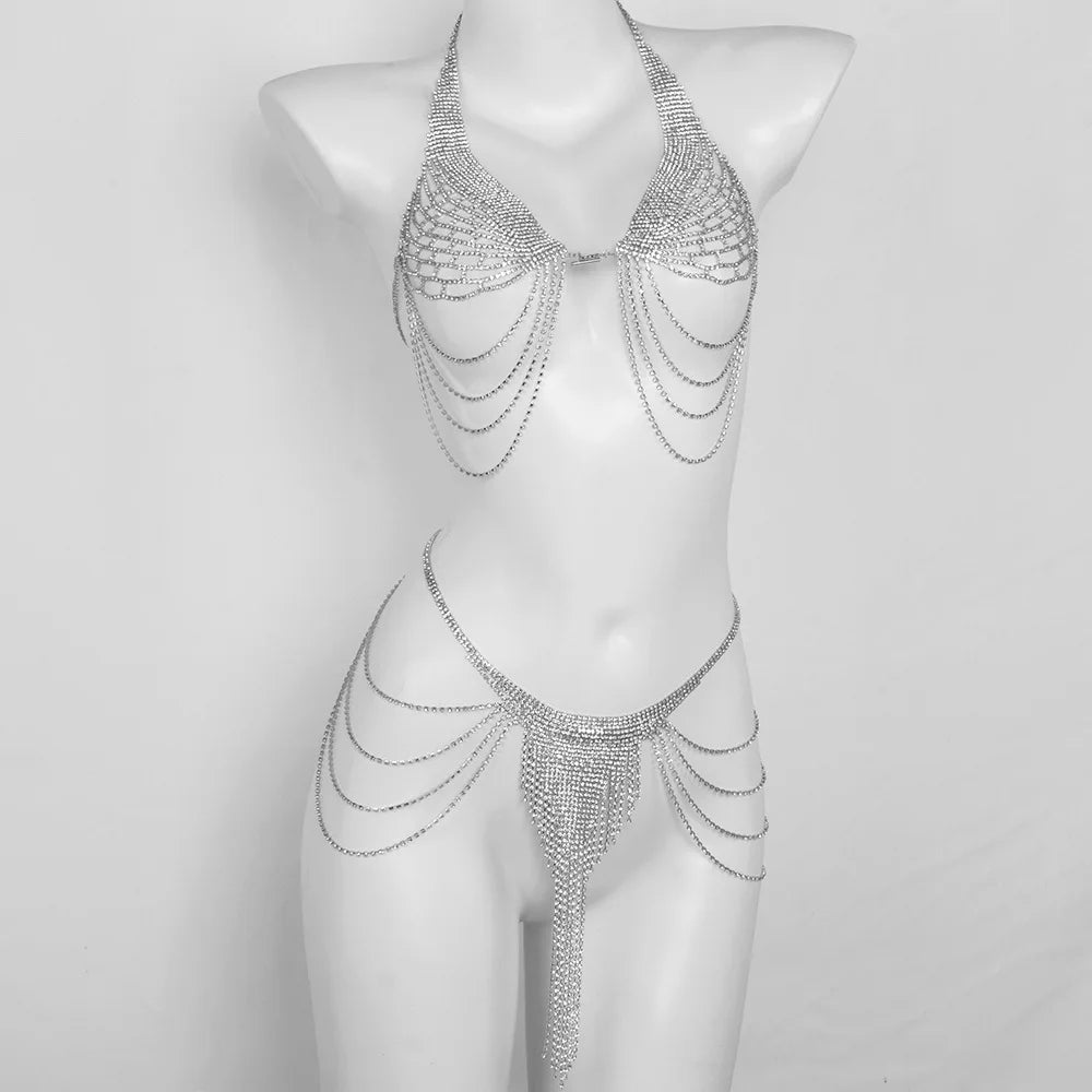 Angel Wing Rhinestone Bra & Body Jewelry