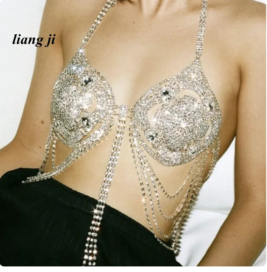 Multilayer Crystal Tassel Bra & Thong Jewelry