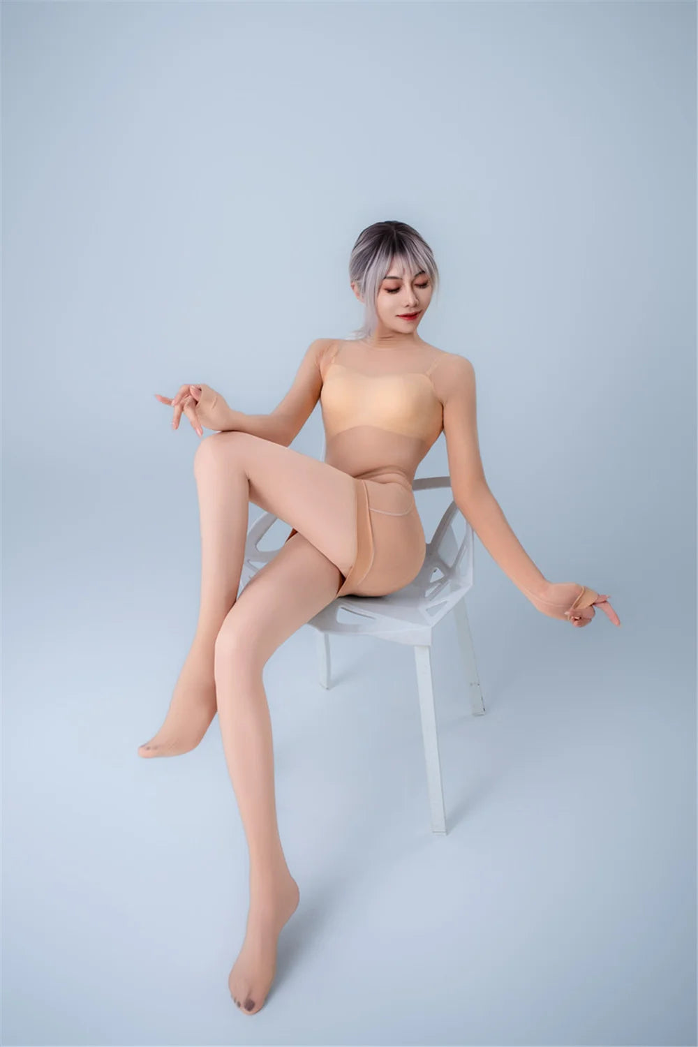 Sexy Women Oil Glossy Shiny Micro Mini Dress Bodycon Tights 1D Thin 640 Pin Maid Dress Sheer See Through Elastic Leotard Dress