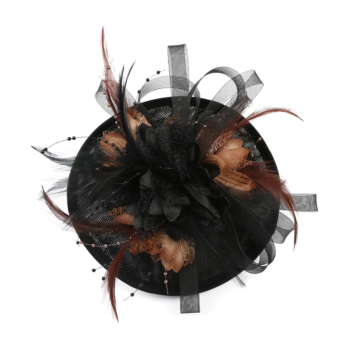 Feather Flower Mesh Fascinator with Clip & Headband