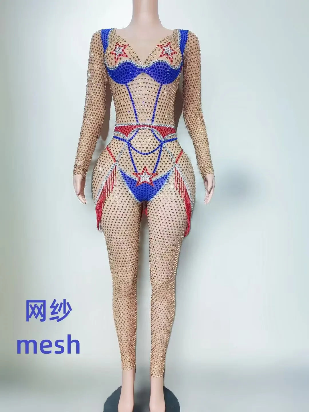 Sparkly Rhinestones Jumpsuit for Women Sexy Nightclub Birthday Party Bodysuit Show Performance Photoshoot Stage Wear