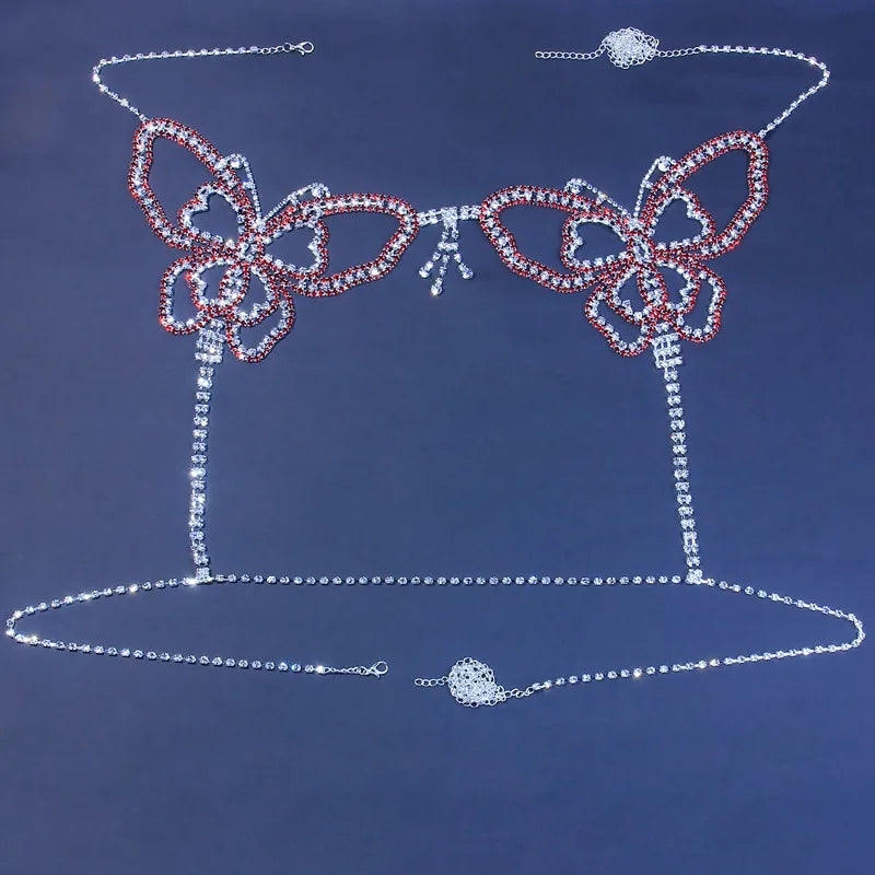 Butterfly Rhinestone Bra & Brief Body Jewelry
