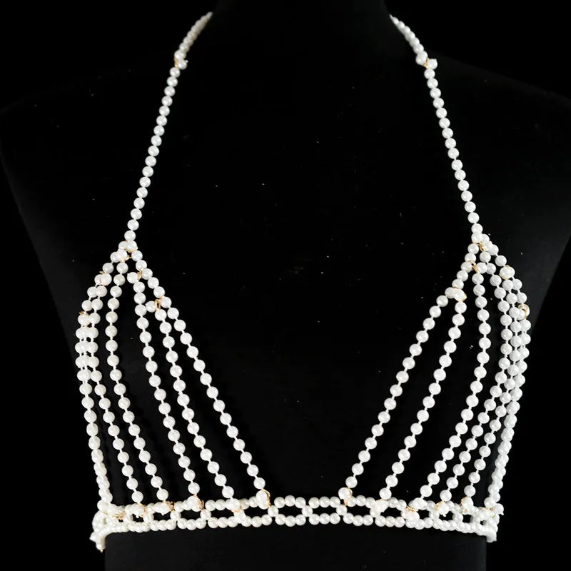 Simulated Pearl Bra & Skirt Body Jewelry