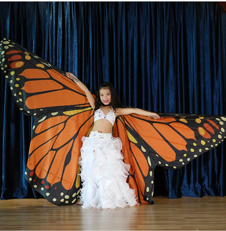 Vibrant Butterfly Belly Dance Wings with Telescopic Sticks Set