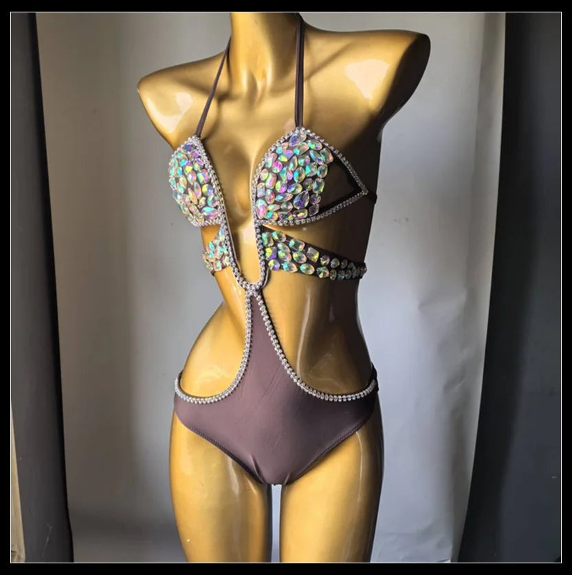 Dazzling Beaded Chest Harness & Bikini Body Jewelry Set