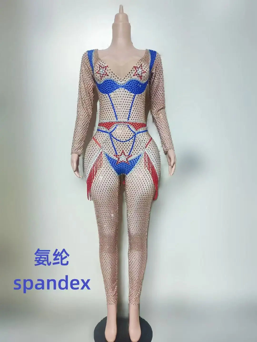 Sparkly Rhinestones Jumpsuit for Women Sexy Nightclub Birthday Party Bodysuit Show Performance Photoshoot Stage Wear