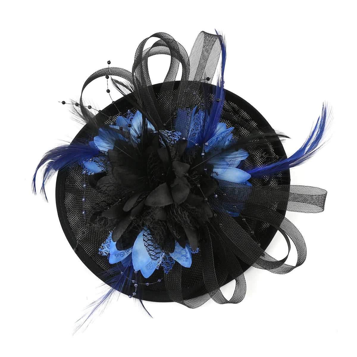 Feather Flower Mesh Fascinator with Clip & Headband