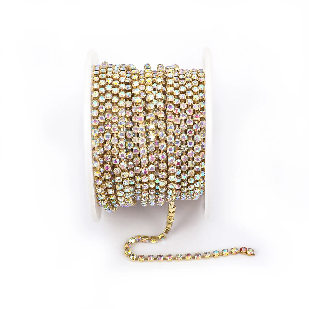 The Stardust Prism Stream – Premium Glass Crystal Close Rhinestone Cup Chain Trim