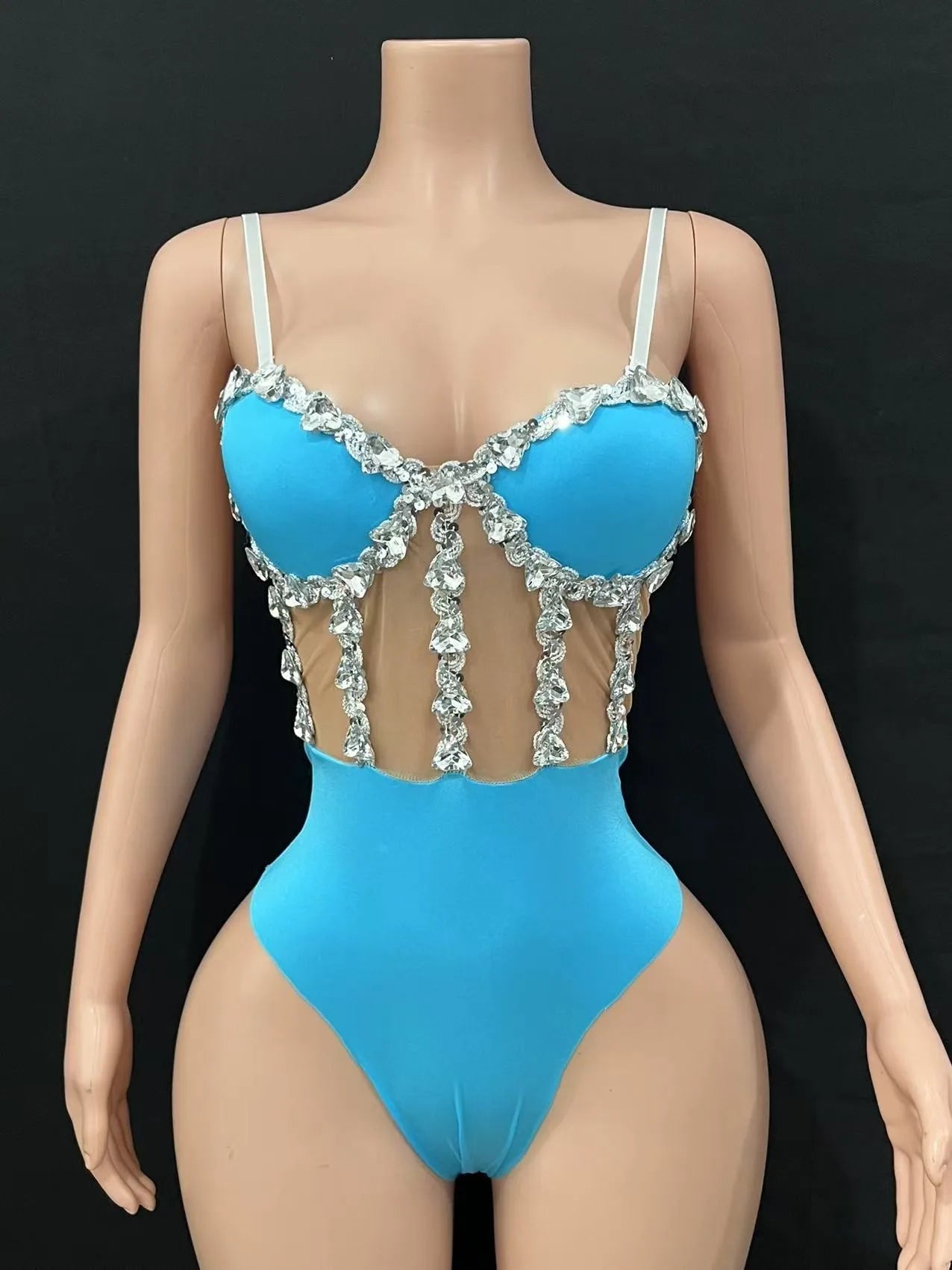 Multi-Colored Triangle Halter Bodysuit & Stage Performance Dancewear