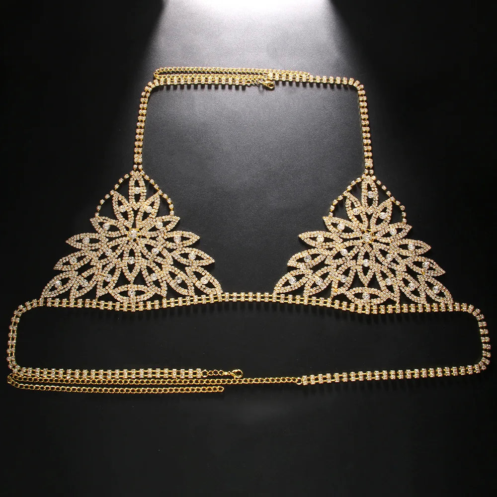 Openwork Eye Rhinestone Bra Body Chain