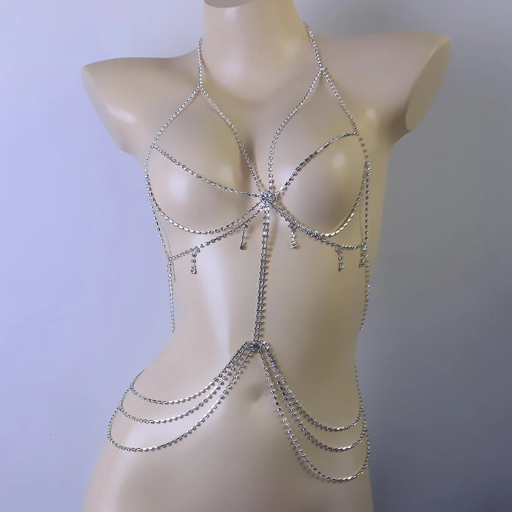 Rhinestone Bra Body Chain Harness