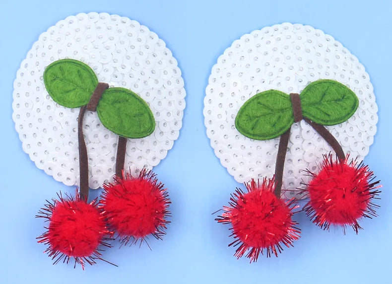 Sparkling Cherry & Fruit Sequined Nipple Pasties Set