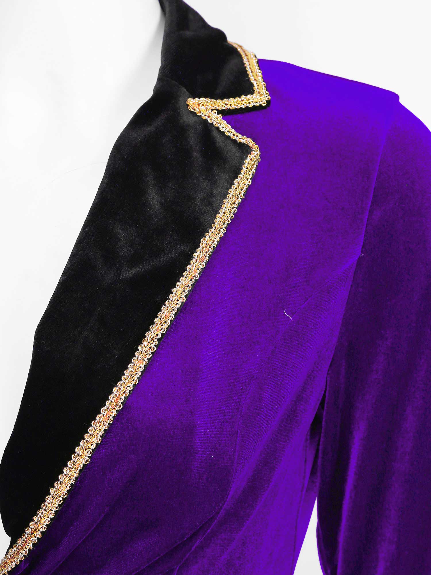 Velvet Circus Ringmaster Gold-Trimmed Swallow-Tail Blazer Coat