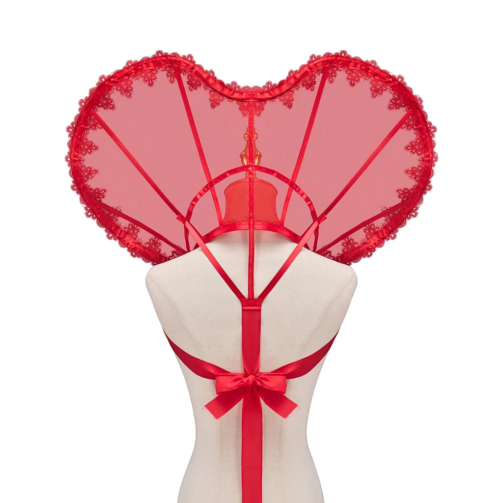Heart-Shaped Standing Lace Medici Collar Gothic Queen Elizabeth Boned Neckpiece