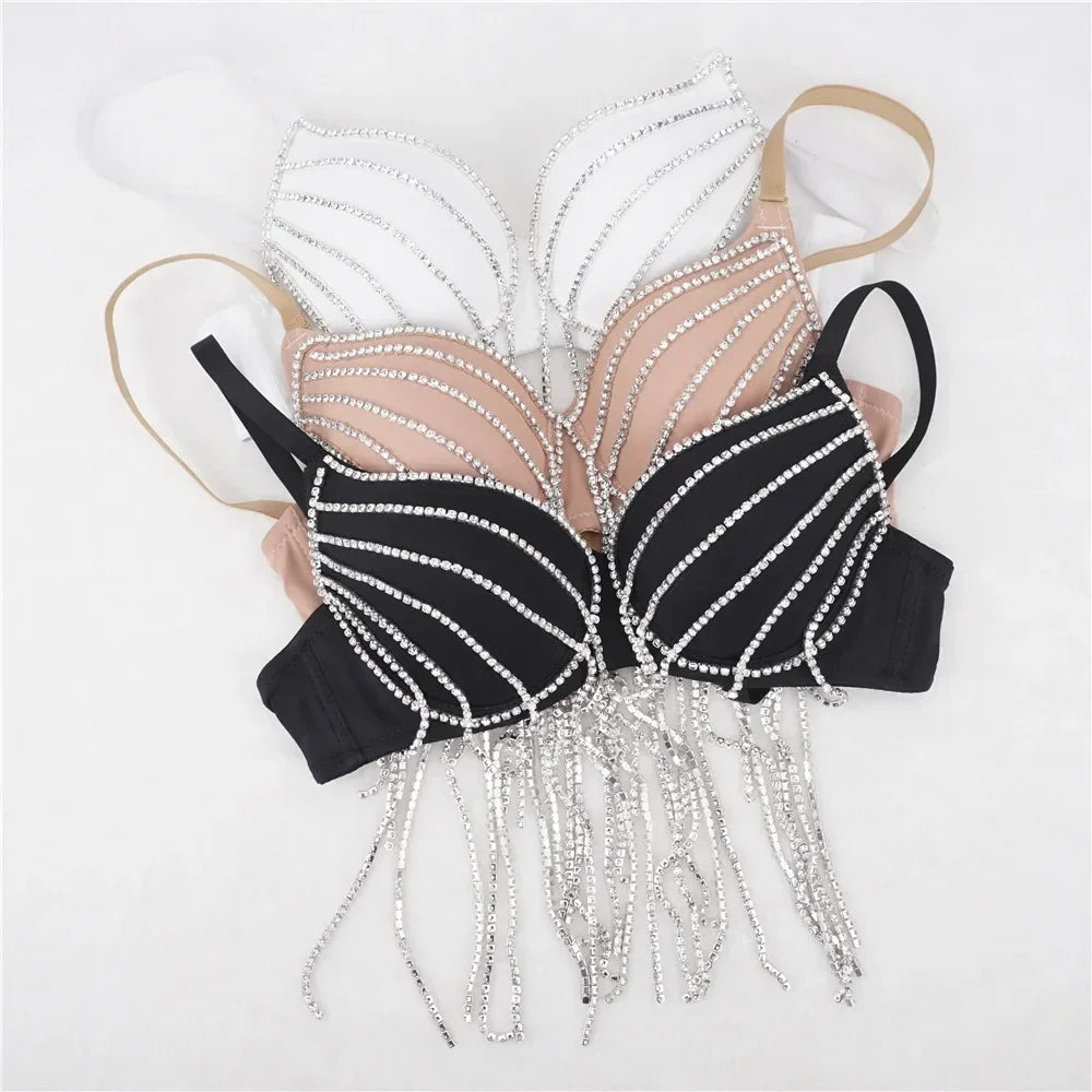 Tassel Fringe Push-Up Bra Corset Top Showgirl Stage Performance Bustier