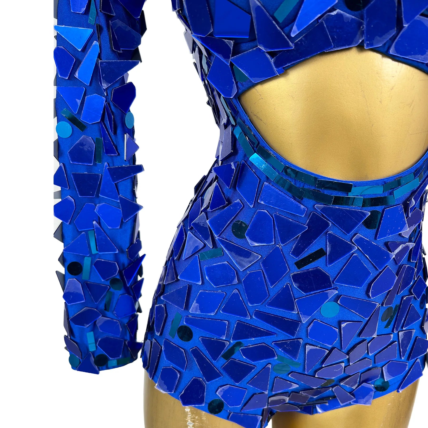 Sparkling Sequin Hollow-Out Bodysuit & Gogo Dance Performance Romper