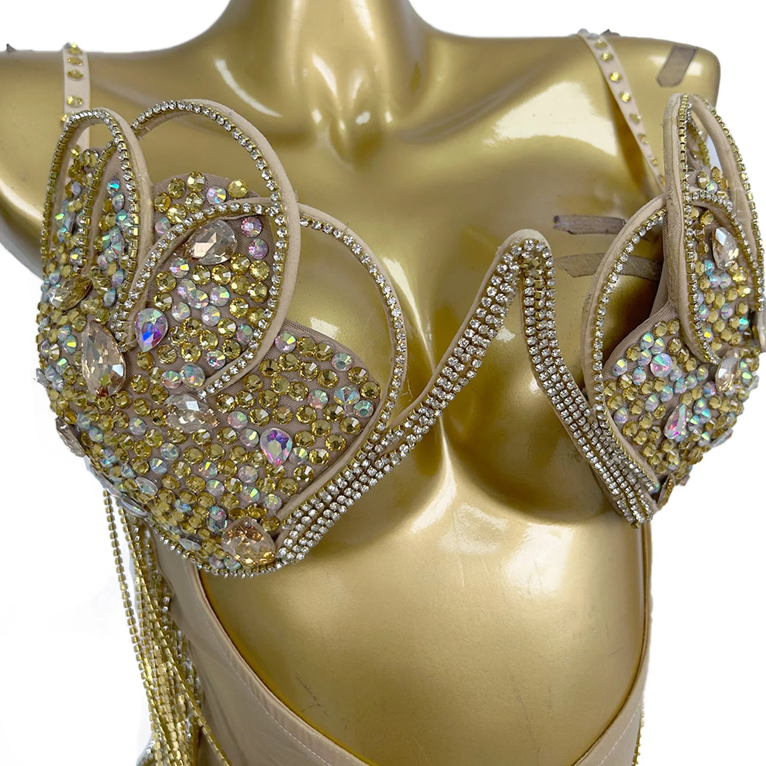 Hollow-Out Rhinestone Tassel Party Mini Dress & Latin Dance Wear