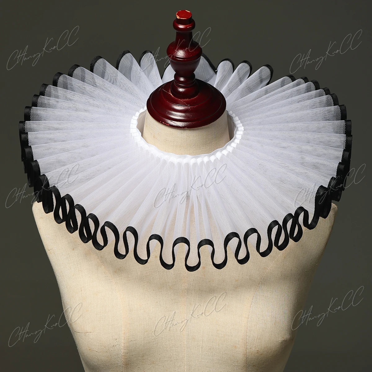 Vintage Renaissance Pleated Mesh Neck Ruff Gothic Clown Collar Choker Costume Accessory