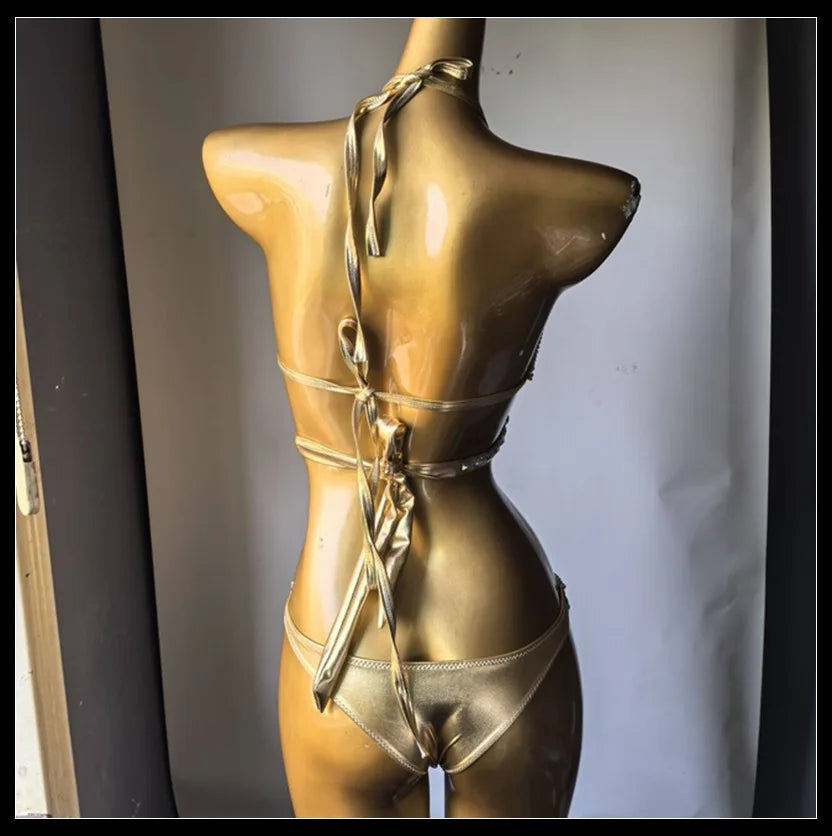 Dazzling Beaded Chest Harness & Bikini Body Jewelry Set