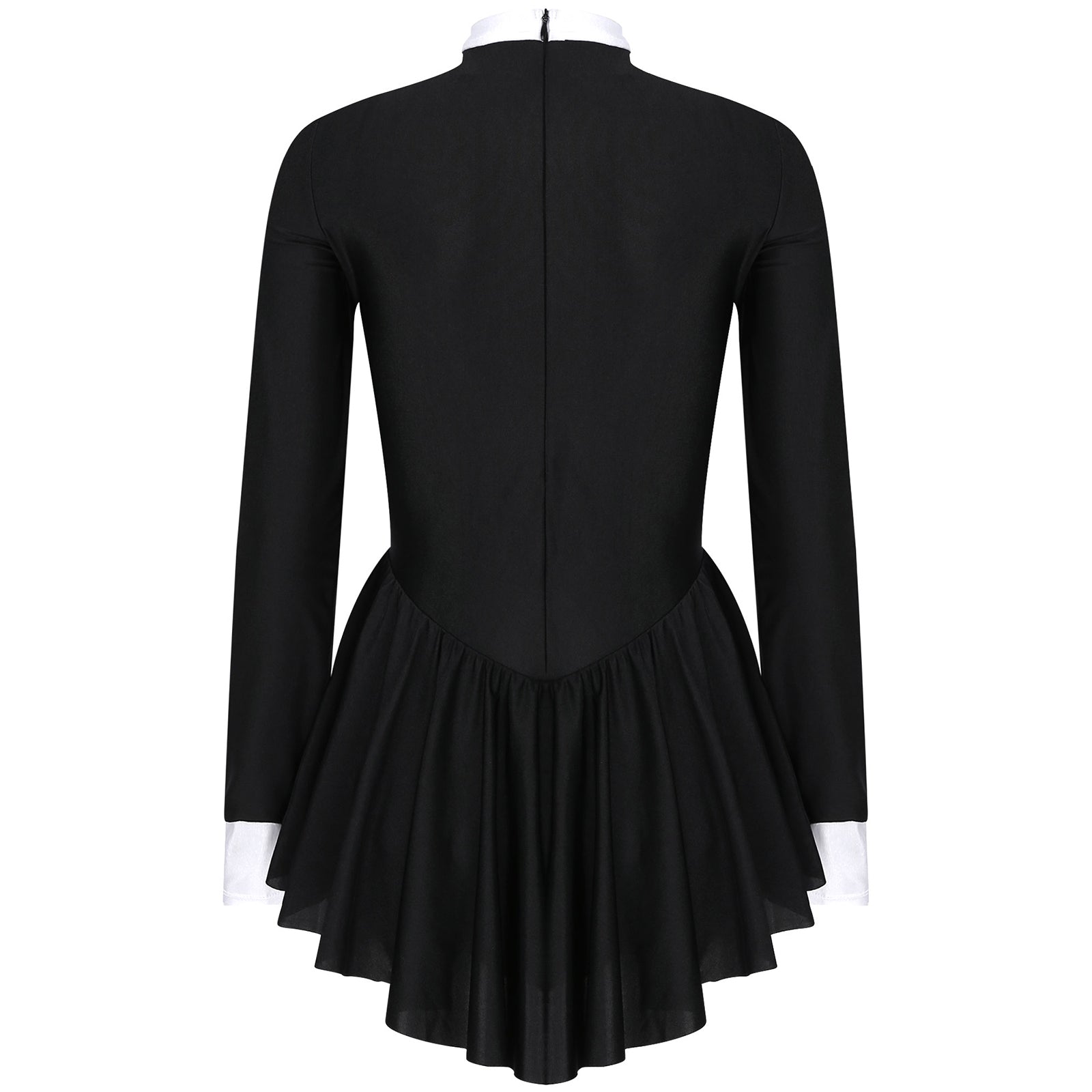 Tuxedo Bowknot Long Sleeve Ruffle Leotard Dress Magician Costume