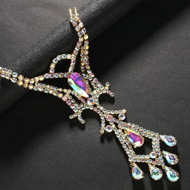 Dazzling Crystal Belly Dance Necklace & Statement Stage Performance Jewelry