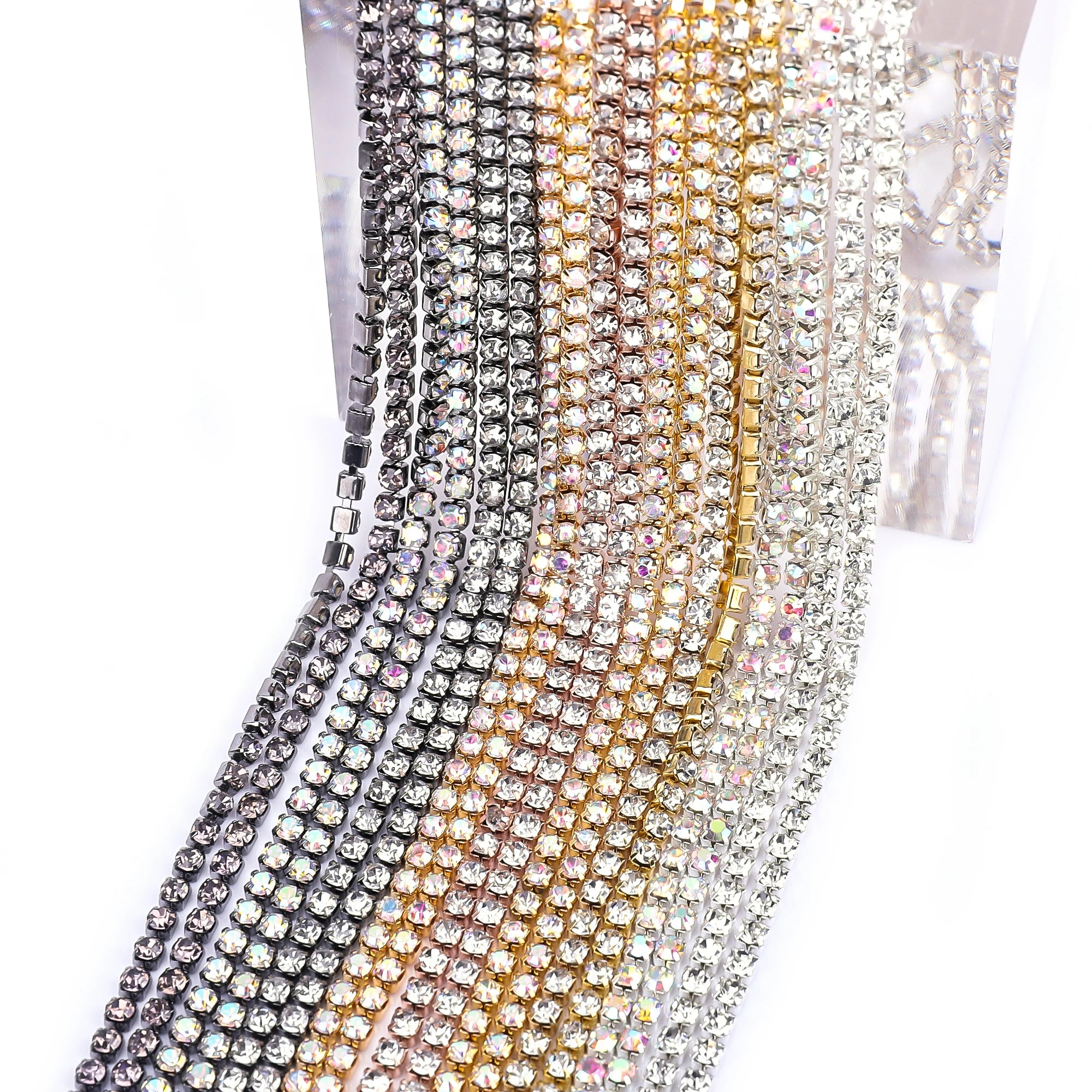 The Stardust Sparkle Cascade – Premium AAAA Glass Crystal Dense Rhinestone Cup Chain Trim