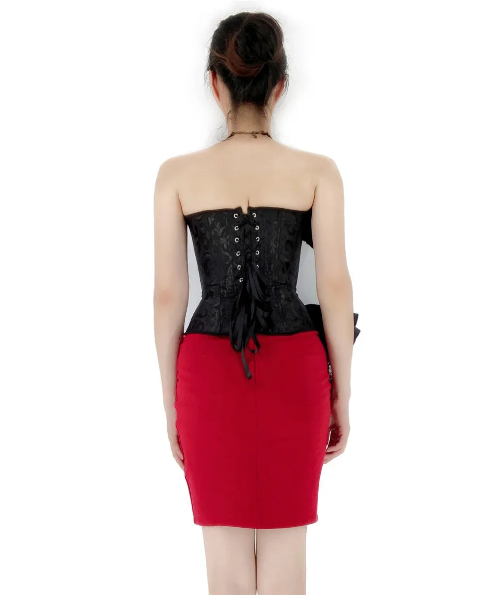 Victorian Ruffle Floral Lace Overbust Corset Bustier Body Shaper Top