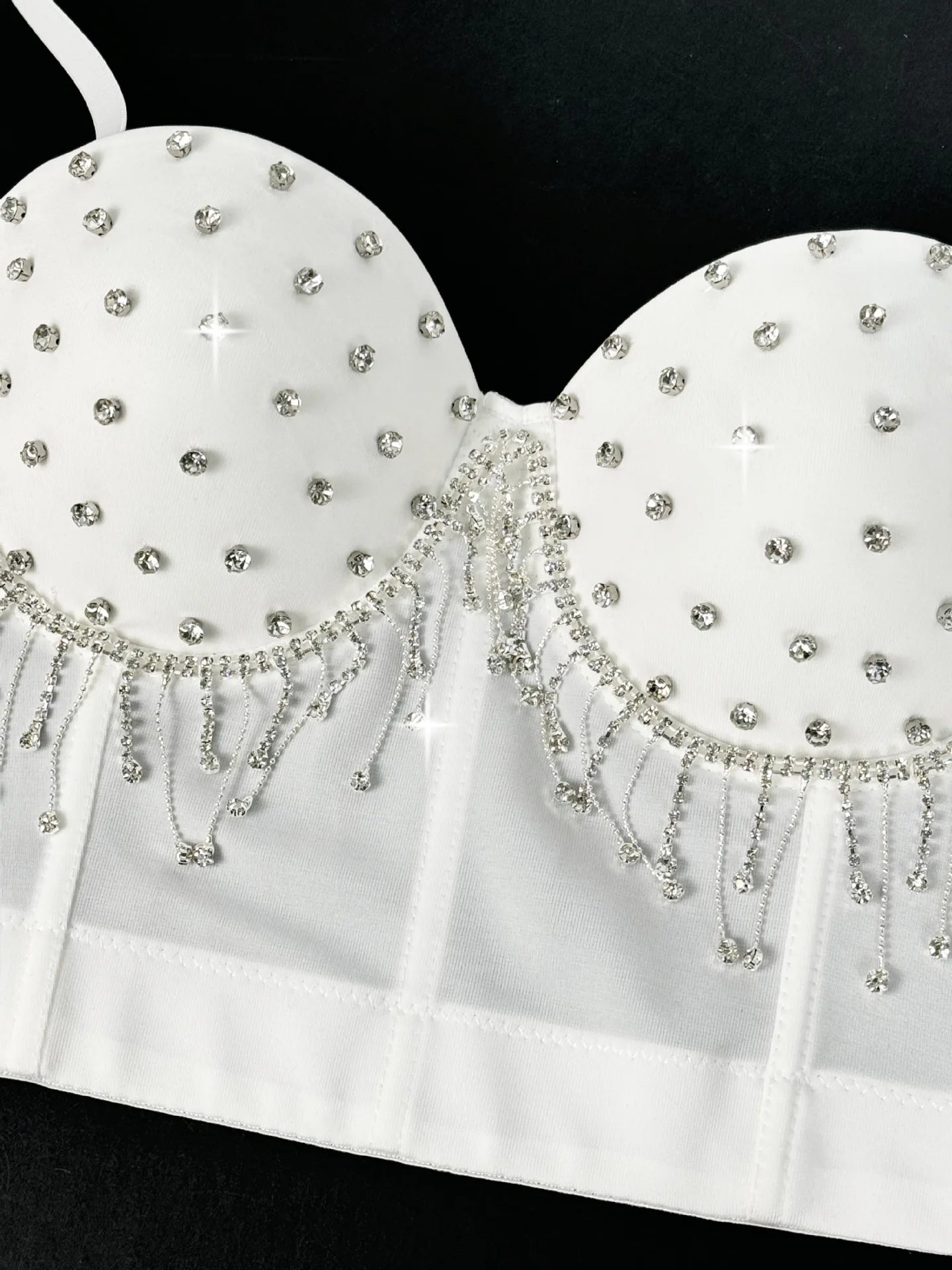 Diamond Tassel Rhinestone Bustier Corset Crop Top Evening Stage Bralette