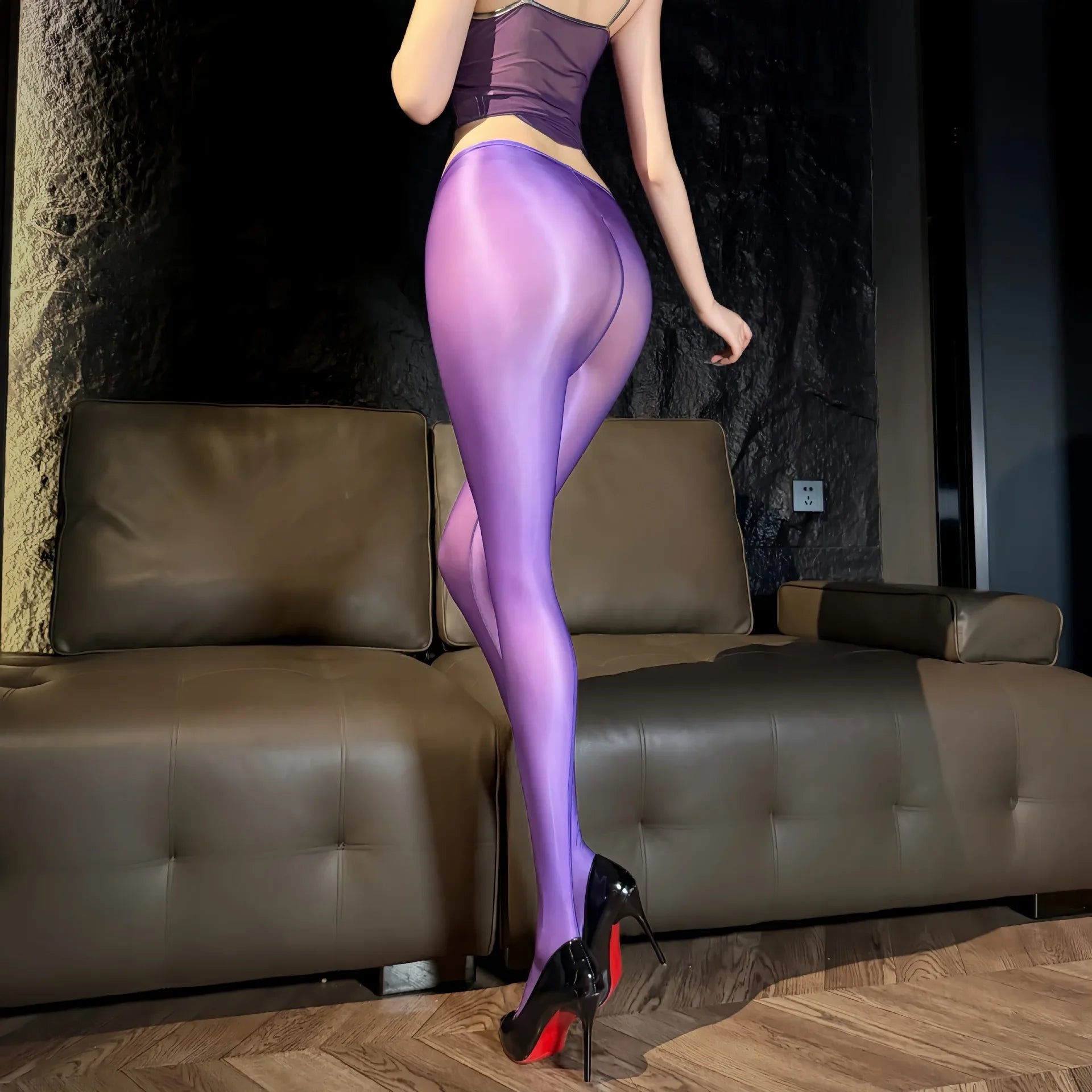 Sexy Women Thin Pencil Pants Low Waist Package Hip Elastic Tights Oil Shiny Glossy Slip Yoga Leggings Maid Shaping Trousers Plus
