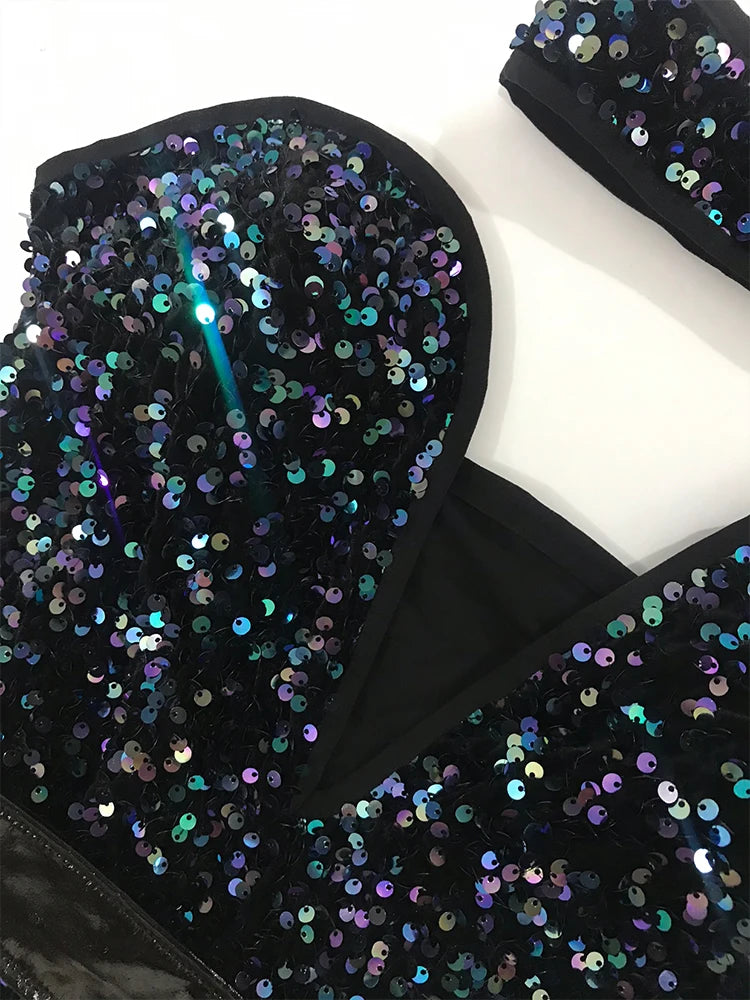 Women's Sequin Dance Bodysuit Costume for Dai & Chinese Folk Dance