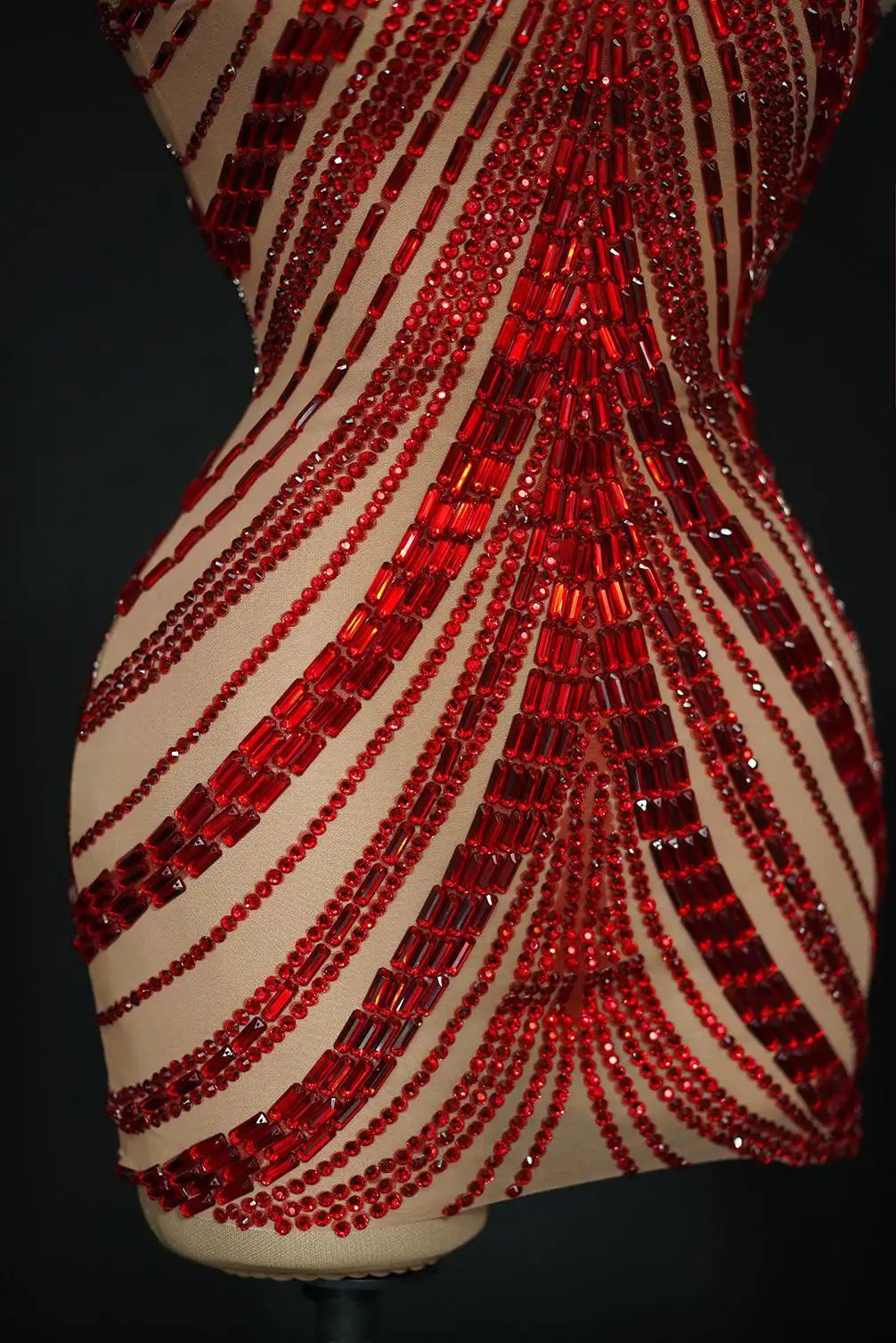 Sparkly Rhinestone High-Neck Sheath Mini Dress Stage Dance Costume