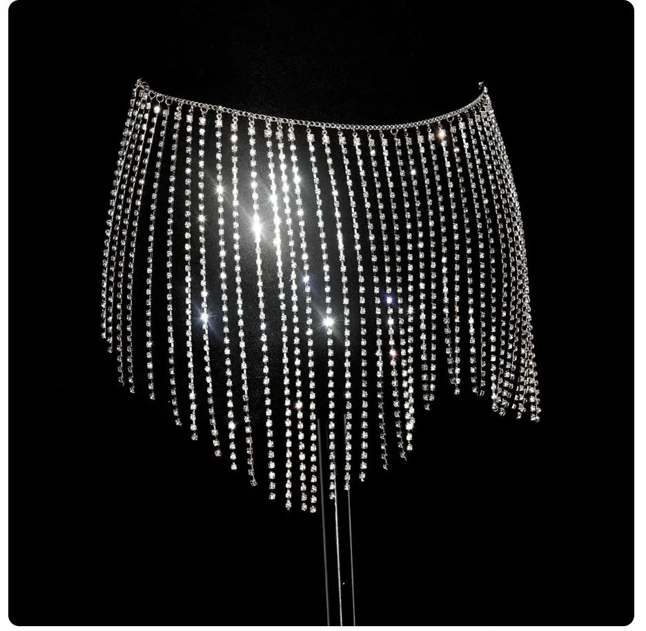 Crystal Tassel Costume Chain Skirt